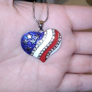 American flag heart Necklace